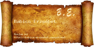 Babics Erzsébet névjegykártya