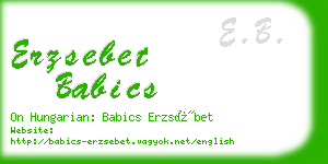 erzsebet babics business card